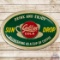 Sundrop Golden Girl Cola SS Tin Bubble Sign w/ Coffee Cup