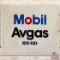 Mobil Avgas 100 130 SS Porcelain Gas Pump Plate Sign