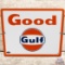 Good Gulf Gasoline SS Porcelain Pump Plate Sign w/ Logo