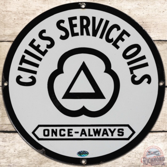 Cities Service Oils Once Always SS Porcelain Sign w/ Logo