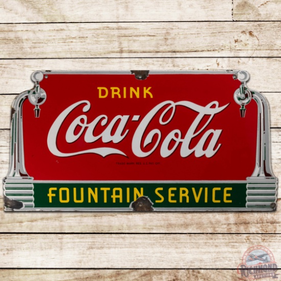 1941 Drink Coca Cola Fountain Service SS Porcelain Sign