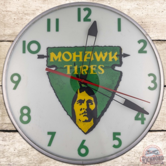 Mohawk Tires 15" Advertising Clock w/ Arrow Logo