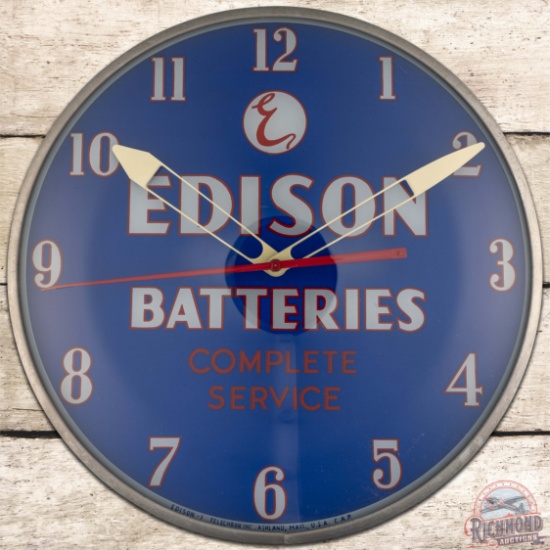 Edison Batteries Complete Service 15" Advertising Clock