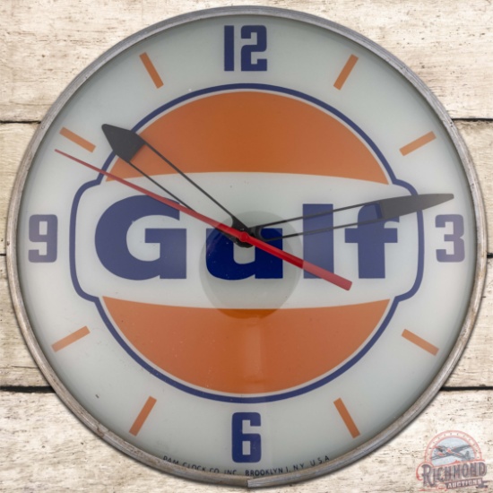 Gulf Service Station 15" PAM Advertising Clock w/ Logo