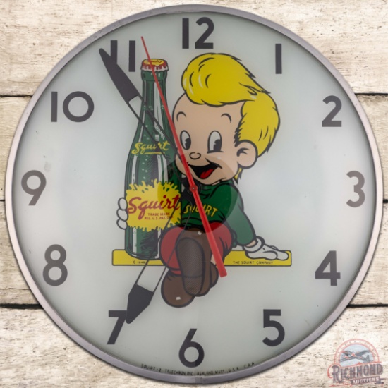 Squirt 15" Telechron Advertising Clock w/ Squirt Boy & Bottle