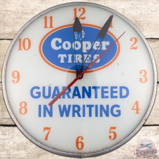 Cooper Tires "Guaranteed In Writing" 15" PAM Advertising Clock w/ Logo