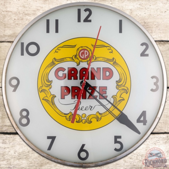 Grand Prize Beer 15" Telechron Advertising Clock w/ Logo