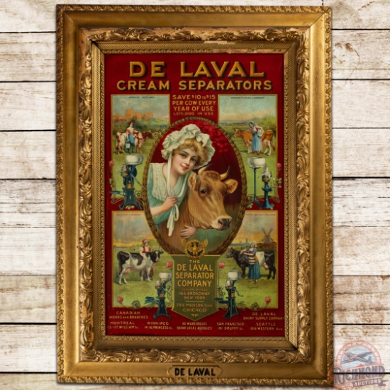 De Laval Cream Separators Wood Framed SS Tin Lithograph Sign