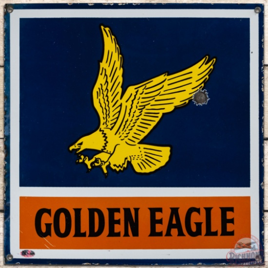 Golden Eagle Gasoline SS Porcelain Pump Plate Sign