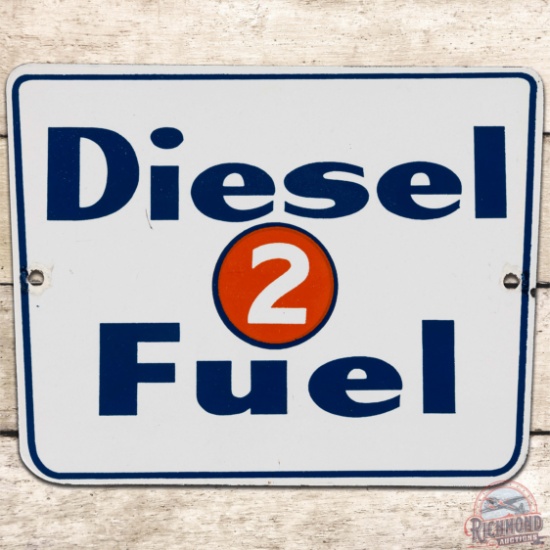 Gulf Diesel Fuel 2 SS Porcelain Gas Pump Plate Sign