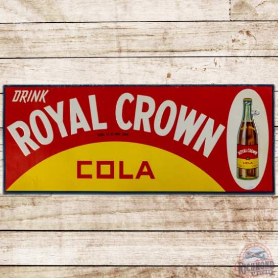 Drink Royal Crown Cola RC Embossed SS Tin Sign w/ Bottle