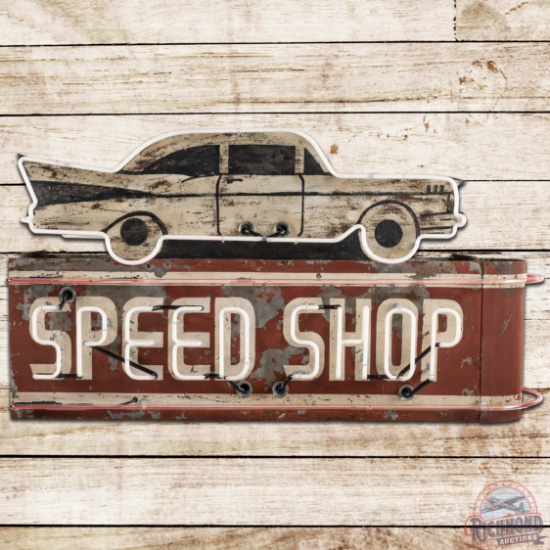 Speed Shop Die Cut DS Tin Neon Sign w/ Hotrod
