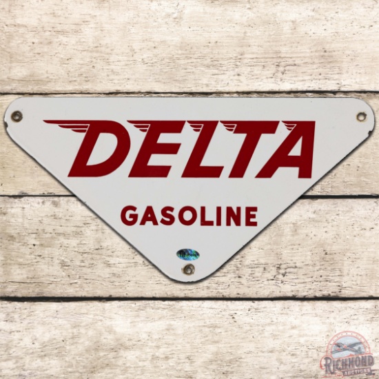 Delta Gasoline SS Porcelain Pump Plate Sign