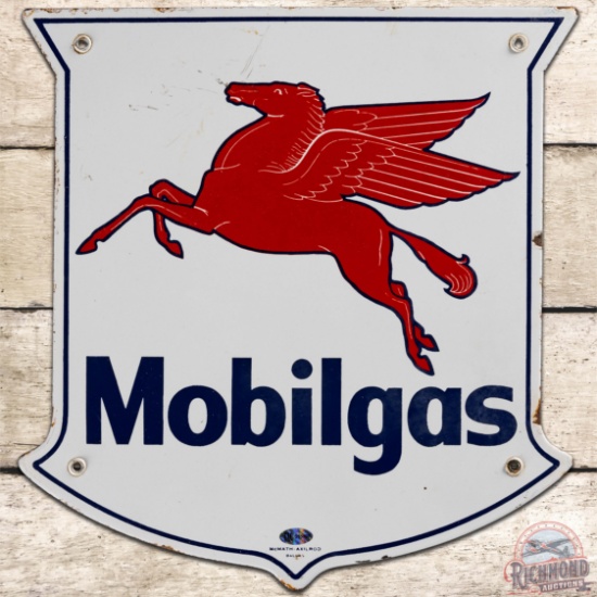 Mobilgas SS Porcelain Pump Plate Sign w/ Pegasus