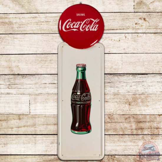 1948 Drink Coca Cola Pilaster Vertical SS Tin Sign w/ Bottle Logo