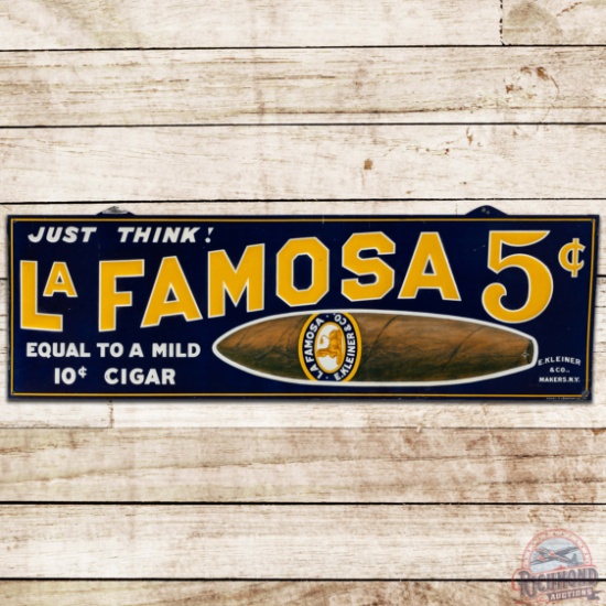 La Famosa 5 Cents Cigars Embossed SS Tin Sign