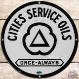 Cities Service Oils Once Always SS Porcelain Sign w/ Logo
