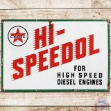 Caltex Hi-Speedol Diesel Engines w/ Speed Lines SS Porcelain Sign