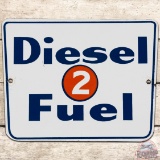 Gulf Diesel Fuel 2 SS Porcelain Gas Pump Plate Sign