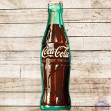 Coca Cola Die Cut 6' Convex SS Tin Bottle Sign