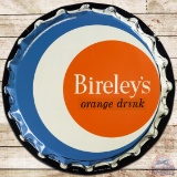 NOS Bireley's Orange Drink Convex SS Tin Bottlecap Sign w/ Paper