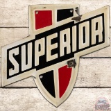 Rare Superior Coaches Emb. Die Cut SS Porcelain Bus Sign