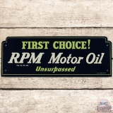 RPM Motor Oil First Choice! Unsurpassed SS Tin Sign