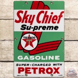 1959 Texaco Sky Chief Supreme w/ Petrox SS Porcelain Gas Pump Plate Sign 