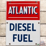 Atlantic Diesel Fuel SS Porcelain Gas Pump Plate Sign