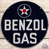 Benzol Gas SS Tin Pump Plate Sign w/ Star Logo
