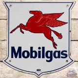 Mobilgas SS Porcelain Pump Plate Sign w/ Pegasus