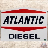 Atlantic Diesel Die Cut SS Porcelain Gas Pump Plate Sign