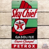 1956 Texaco Sky Chief w/ Petrox SS Porcelain Gas Pump Plate Sign 