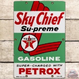 1959 Texaco Sky Chief Supreme w/ Petrox SS Porcelain Gas Pump Plate Sign 