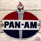 Pan-am Gasoline Die Cut SS Porcelain Sign w/ Flame Logo (Small)