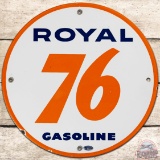Royal 76 Gasoline SS Porcelain Pump Plate Sign