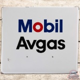 Mobil Avgas SS Porcelain Gas Pump Plate Sign