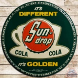 Sundrop Golden Cola It's Different It's Golden Embossed SS Tin Sign