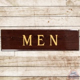 Texaco Men Rest Room Woodgrain SS Porcelain Sign