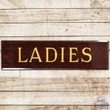 Texaco Ladies Rest Room Woodgrain SS Porcelain Sign