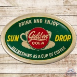 Sundrop Golden Girl Cola SS Tin Bubble Sign w/ Coffee Cup