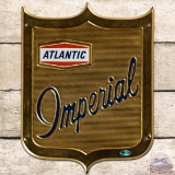 Atlantic Imperial Emb. SS Tin Gas Pump Plate Sign 