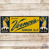 Drink Vernor's Ginger Ale 5 Cents Embossed SS Tin Sign w/ Bottles