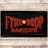 Fyre Drop Gasoline SS Porcelain Sign w/ Fire Ball