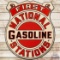 Scarce First National Gasoline Stations Die Cut DS Porcelain Sign