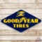 Good Year Tires SS Porcelain Sign w/ Wingfoot and Flag Logos