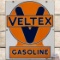 Veltex Gasoline Fletcher Oil Co SS Porcelain Pump Plate Sign