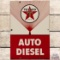 1956 Texaco Auto Diesel SS Tin Gas Pump Plate Sign 
