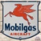 1947 Mobilgas Aircraft SS Porcelain Gas Pump Plate Sign w/ Pegasus
