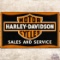Harley Davidson Motor Cycles Sales and Service DS Tin Flange Sign w/ Logo
